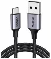 Кабель Ugreen USB A 2.0 - USB C, в оплетке, цвет черный, 1 м (60126)