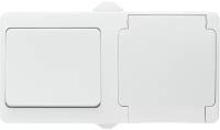 Блок выключателя с розеткой GUNSAN Fantasy 16071300-100181 одноклавишный открытая установка серый с заземлением IP54