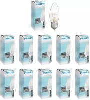 Лампа Накаливания Philips Свеча 40W 230V Е27 390Лм 2700К прозрачная, уп. 10шт