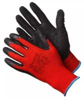 Красные нейлоновые перчатки с черным текстурированным латексом Gward Red размер 9 L 3 пары