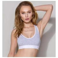 Серый спортивный топ без косточек Passion Lingerie PS012 top grey, размер 50, цвет Серый