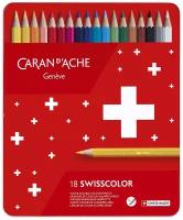 Цветные карандаши Caran d`Ache Набор карандашей водоустойчивых Caran d’Ache Swisscolor, 18цв. (карт. коробка)