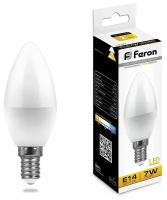 Лампа светодиодная Feron E14 7W 2700K Свеча Матовая LB-97 25475