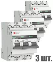 Автоматический выключатель EKF 3P (C) 4,5kA ВА 47-63 EKF PROxima 3 штуки