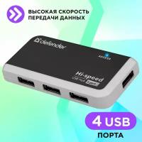 USB-концентратор Defender Quadro Infix (83504), разъемов: 4, черный