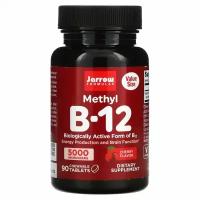 Jarrow Formulas, веганский метил B12, максимальная эффективность, со вкусом вишни, 5000 мкг, 90 жевательных таблеток