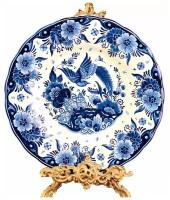 Декоративная тарелка Delft, Делфт, Цветы и птицы