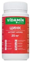 Цинк VIDAMIN EXTRA цитрат цинка 25 мг. 60 капсул. Микроэлемент для иммунитета. Витамин для волос, ногтей, кожи