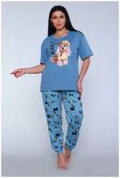 Женский домашний костюм/ пижама (футболка+ брюки), размер 48
