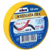 Изолента UNIBOB 15мм х 10 м, желтая, 130 мкн