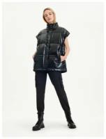 Жилет DKNY L черный оверсайз из эко кожи под крокодила пух/перо Oversized Croc Puffer Vest