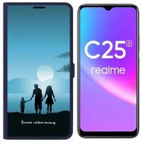 Чехол-книжка Krutoff Eco Book для Realme C25s Счастье любит тишину (синий)