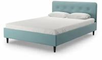 Кровать двуспальная с кроватным основанием Salotti Дримс 160, велюр, ткань Тако, светло-бирюзовый, 160x200