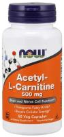 NOW Acetyl L-Carnitine, 50 капсул по 500 мг - Жиросжигатель для похудения