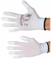 Перчатки нейлоновые с полиуретановым покрытием кончиков пальцев ULTIMA белые