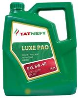 Масло моторное синтетическое Татнефть Luxe PAO SAE 5W-40, API SN, ACEA A3/B4 канистра 4 л