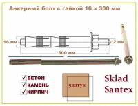 Анкерный болт с гайкой 16 х 300 мм