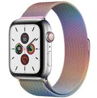 Ремешок миланская петля для Apple Watch 42-44-45 mm, Series 1-7, SE / Металлический браслет (milanese loop) для смарт часов Эпл Вотч, Перламутровый