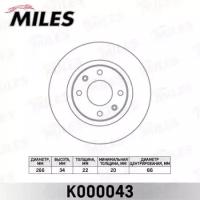 Диск тормозной CITROEN C3 / C4 / C5 03 / BERLINGO 96 / PEUGEOT 206 / 307 / PARTNER пер. K000043 MILES K000043