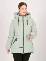 Стильная и удобная теплая женская куртка средней длины с капюшоном, застежка на молнию, утеплитель био пух