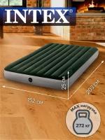 Матрас надувной двуспальный Intex Full Downy Bed + встр. ножной насос 152х203х25см 64763