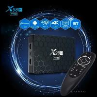 Комплект: Смарт ТВ приставка X98H PRO 4/64 Гб Android 12 Smart TV Box UHD 4K Media Player + Пульт c голосовым управлением G10S PRO Air Mouse