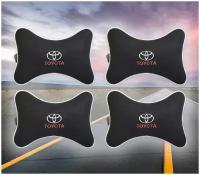 Комплект подушек на подголовник Toyota (из чёрного велюра)
