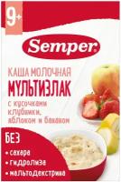 Каша Semper молочная мультизлак с кусочками клубники, яблоком и бананом, с 9 месяцев