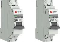 Автоматический выключатель EKF ВА 47-63 PROxima 1P 63А характеристика C (комплект из 2 шт)