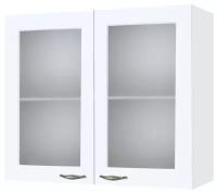 Шкаф навесной кухонный со стеклом КВС 800 (фасад белый)