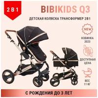 Детская коляска-трансформер 2 в 1 BibiKids Wisesonle Q3, для новорожденных, люлька и прогулочная до 3-х лет