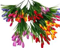 цветы искусственные подснежники крокусы разноцветные набор 10 кустов, 37 см для декора для кладбища