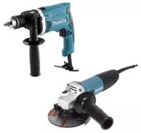 Набор Makita DK0123: углошлифовальная машина GA5030 + ударная дрель HP1630 (арт. 198388)