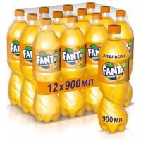 Fanta Апельсин напиток сильногазированный, 12 шт по 0,9 л