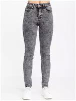 Джинсы скинни MKJeans, прилегающие, завышенная посадка, стрейч, размер 28, серый