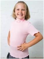 Водолазка школьная с коротким рукавом для девочки Д-237 розовая 64 рост 122-128 см