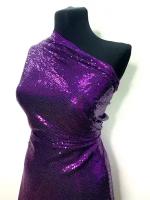 Ткань на отрез Сетка с фиолетовыми пайетками fashion2021