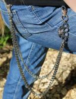 Цепь на джинсы. Цепь с черепом . Цепь стальная . Цепь на брюки Wallet chain Rock chain. Байк