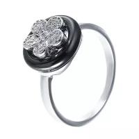 Серебряное кольцо с керамикой, фианитом