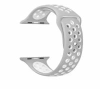 Ремешок для смарт-часов Apple Watch Series 1 2 3 4 SE 5 6 7 8 Nike силиконовый найк перфорация браслет 38/40/41 мм, серый белый