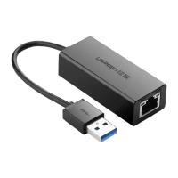 Переходник UGREEN CR111 (20256) USB-A 3.0 to RJ45 (F), Gigabit Ethernet, пластиковый с проводом, Black