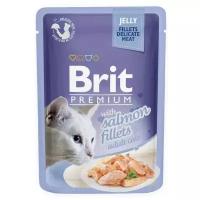 Влажный корм для кошек Brit Premium, беззерновой, с лососем (кусочки в желе)