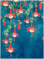 Фотообои на стену HARMONY Decor HD2-126 Красные цветы на синем фоне, 200 х 270 см, флизеиновые