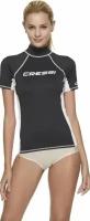 Футболка из лайкры женская с коротким рукавом для водного спорта CRESSI RASH GUARD Размер M черный