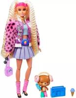 Кукла Mattel Barbie Extra блондинка с хвостиками GYJ77, мишка+аксессуары