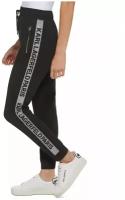 Брюки-джоггеры Karl Lagerfeld Paris XL женские черные с логотипом и тесьмой на шнуровке Women's Logo-Tape Pull-On Drawstring Jogger Pants