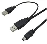 Кабель для жесткого диска HDD c дополнительным питанием (USB/mini USB 2.0) (Для подключения внешних дисков)/Дисконт63
