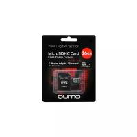 Карты памяти Qumo Карта памяти QUMO MicroSD, 16 Гб, SDHC, UHS-I, класс 10, с адаптером SD