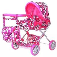 9663-1 Кукольная коляска RT цвет розовые ромбы