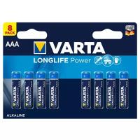 Батарейки Varta Батарейка алкалиновая Varta LongLife Power, AAA, LR03-8BL, 1.5В, блистер, 8 шт